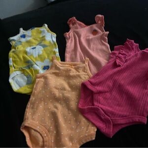 Baby Girl Tank Bodysuits - Yellow, Peach, Coral, Pink